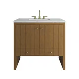 Hudson 36" Single Vanity, Honey Oak w/ 3 CM Ethereal Noctis Silestone Top