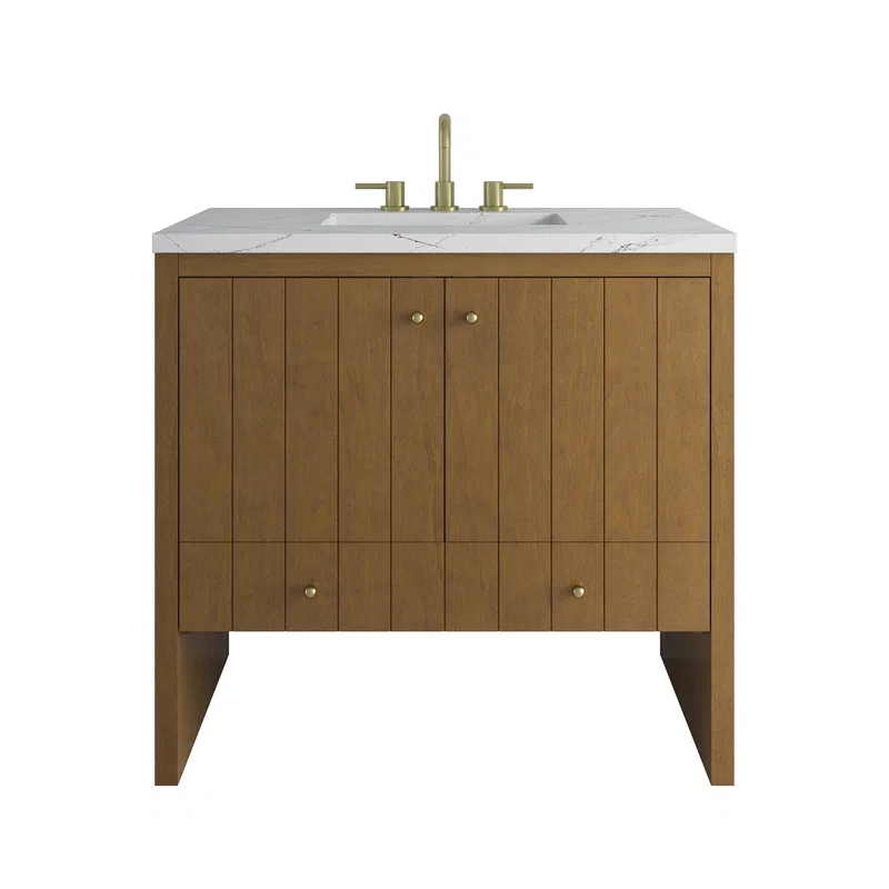 Hudson 36" Single Vanity, Honey Oak w/ 3 CM Ethereal Noctis Silestone Top