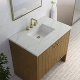 Hudson 36" Single Vanity, Honey Oak w/ 3 CM Ethereal Noctis Silestone Top