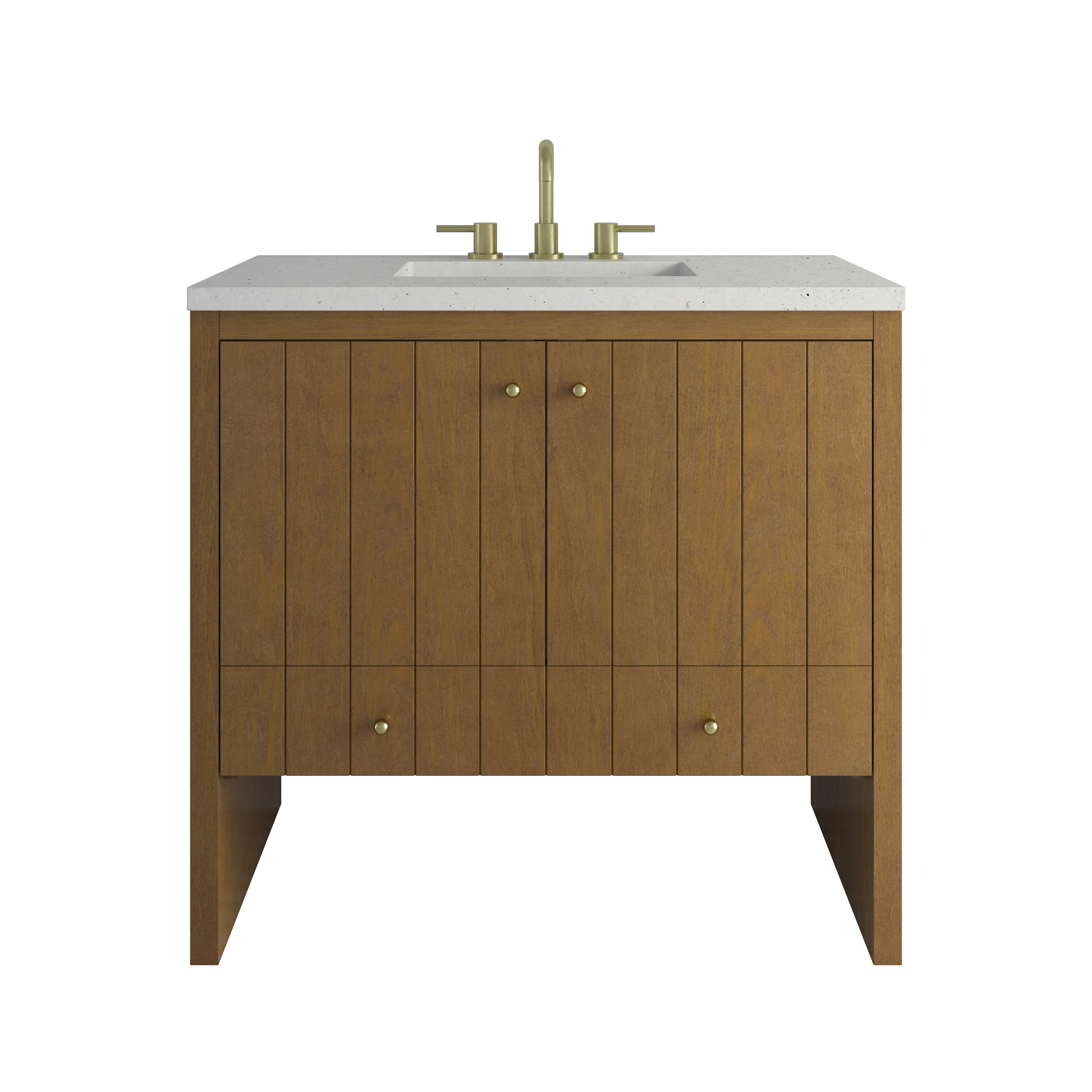 Hudson 36" Single Vanity, Honey Oak w/ 3 CM Lime Delight Silestone Top