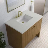 Hudson 36" Single Vanity, Honey Oak w/ 3 CM Lime Delight Silestone Top