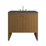 Hudson 36" Single Vanity, Honey Oak w/ 3 CM Parisien Bleu Silestone Top