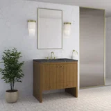 Hudson 36" Single Vanity, Honey Oak w/ 3 CM Parisien Bleu Silestone Top