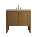 Hudson 36" Single Vanity, Honey Oak w/ 3 CM Siberian Silestone Top
