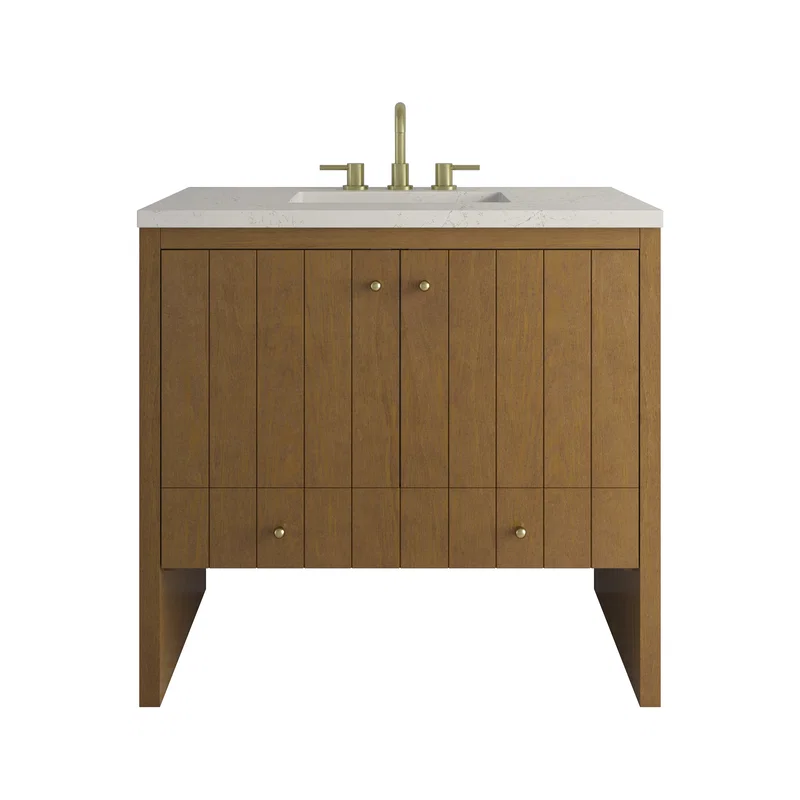 Hudson 36" Single Vanity, Honey Oak w/ 3 CM Siberian Silestone Top