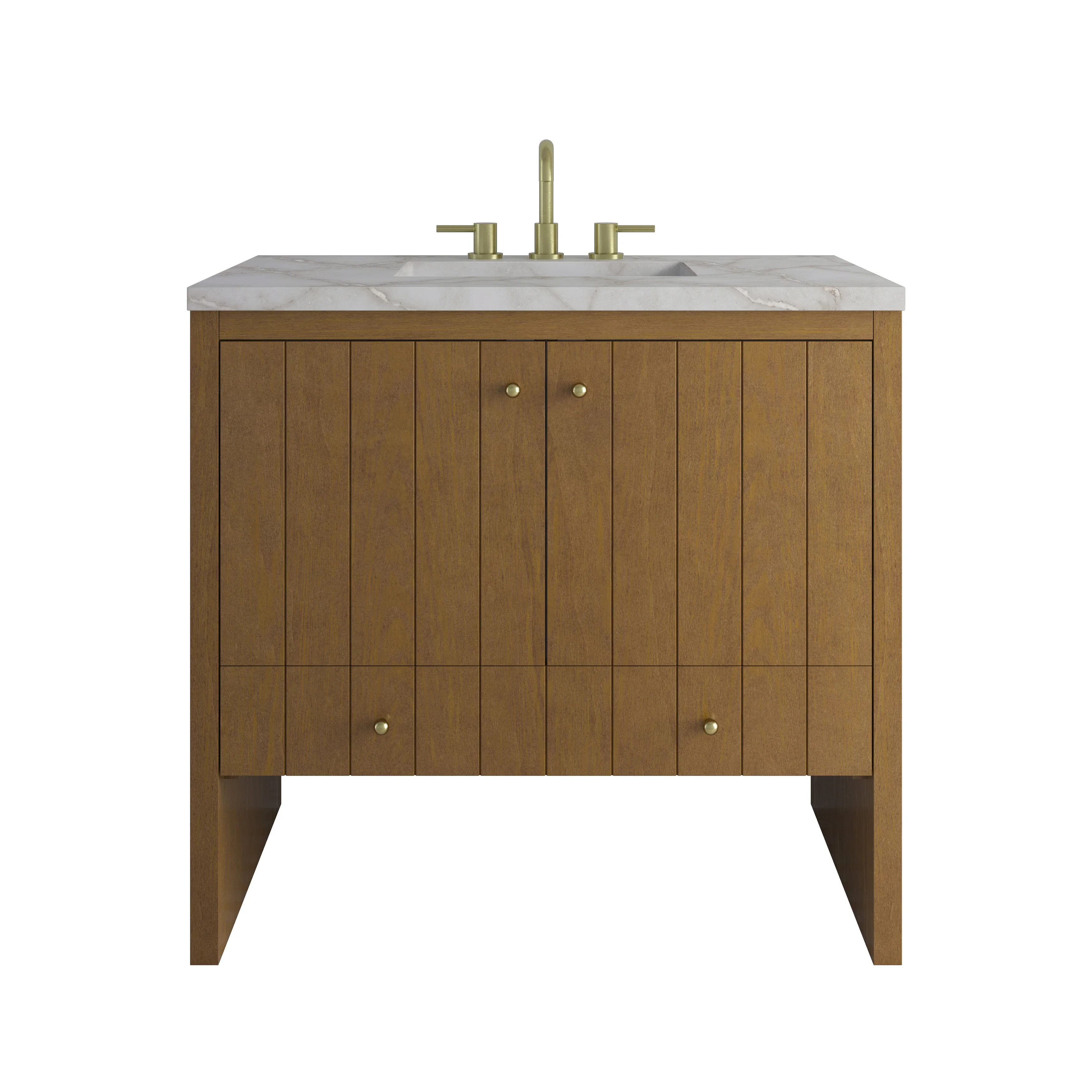 Hudson 36" Single Vanity, Honey Oak w/ 3 CM Victorian Silver Silestone Top