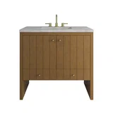 Hudson 36" Single Vanity, Honey Oak w/ 3 CM Victorian Silver Silestone Top