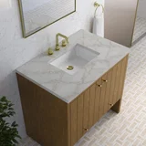 Hudson 36" Single Vanity, Honey Oak w/ 3 CM Victorian Silver Silestone Top