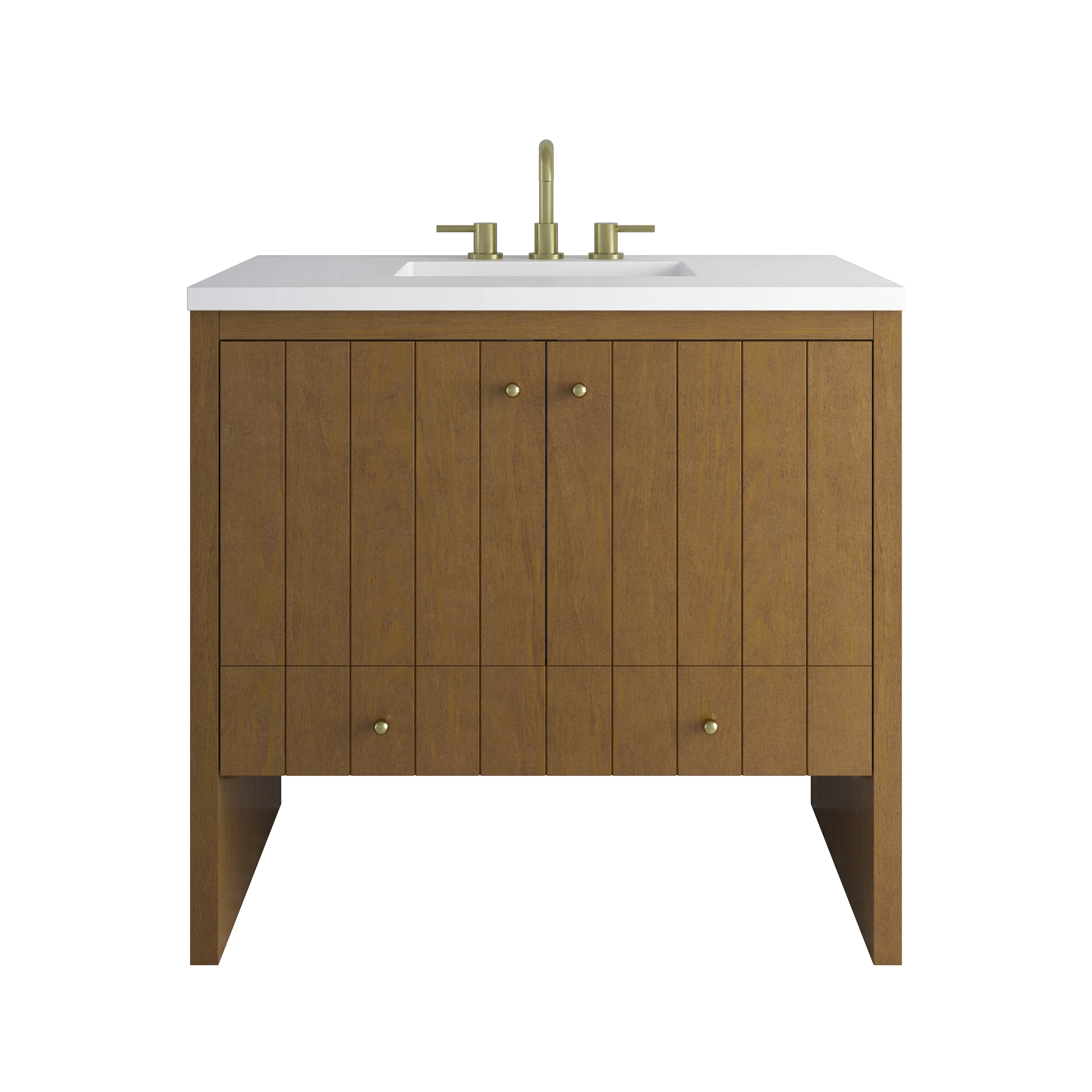 Hudson 36" Single Vanity, Honey Oak w/ 3 CM White Zeus Silestone Top