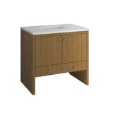 Hudson 36" Single Vanity, Honey Oak w/ 3 CM White Zeus Silestone Top