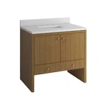 Hudson 36" Single Vanity, Honey Oak w/ 3 CM White Zeus Silestone Top