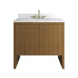 Hudson 36" Single Vanity, Honey Oak w/ 3 CM White Zeus Silestone Top