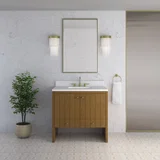 Hudson 36" Single Vanity, Honey Oak w/ 3 CM White Zeus Silestone Top