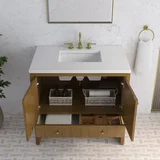 Hudson 36" Single Vanity, Honey Oak w/ 3 CM White Zeus Silestone Top