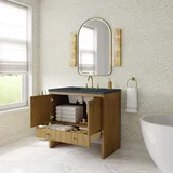 Hudson 36" Single Vanity, Light Natural Oak w/ 3 CM Charcoal Soapstone Top