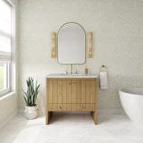 Hudson 36" Single Vanity, Light Natural Oak w/ 3 CM Eternal Jasmine Pearl Top