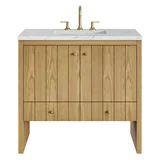 Hudson 36" Single Vanity, Light Natural Oak w/ 3 CM Ethereal Noctis Top