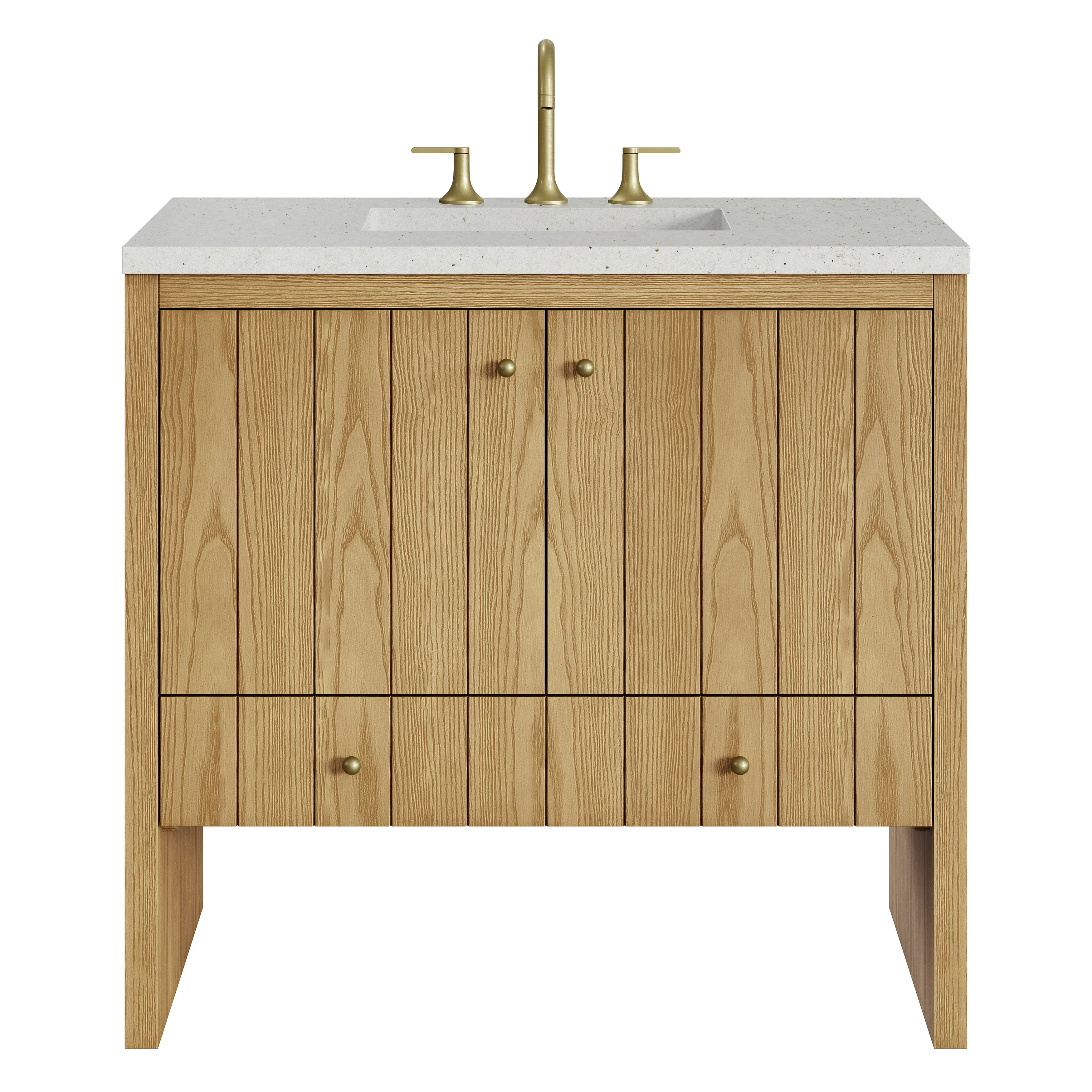 Hudson 36" Single Vanity, Light Natural Oak w/ 3 CM Lime Delight Top