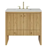 Hudson 36" Single Vanity, Light Natural Oak w/ 3 CM Lime Delight Top