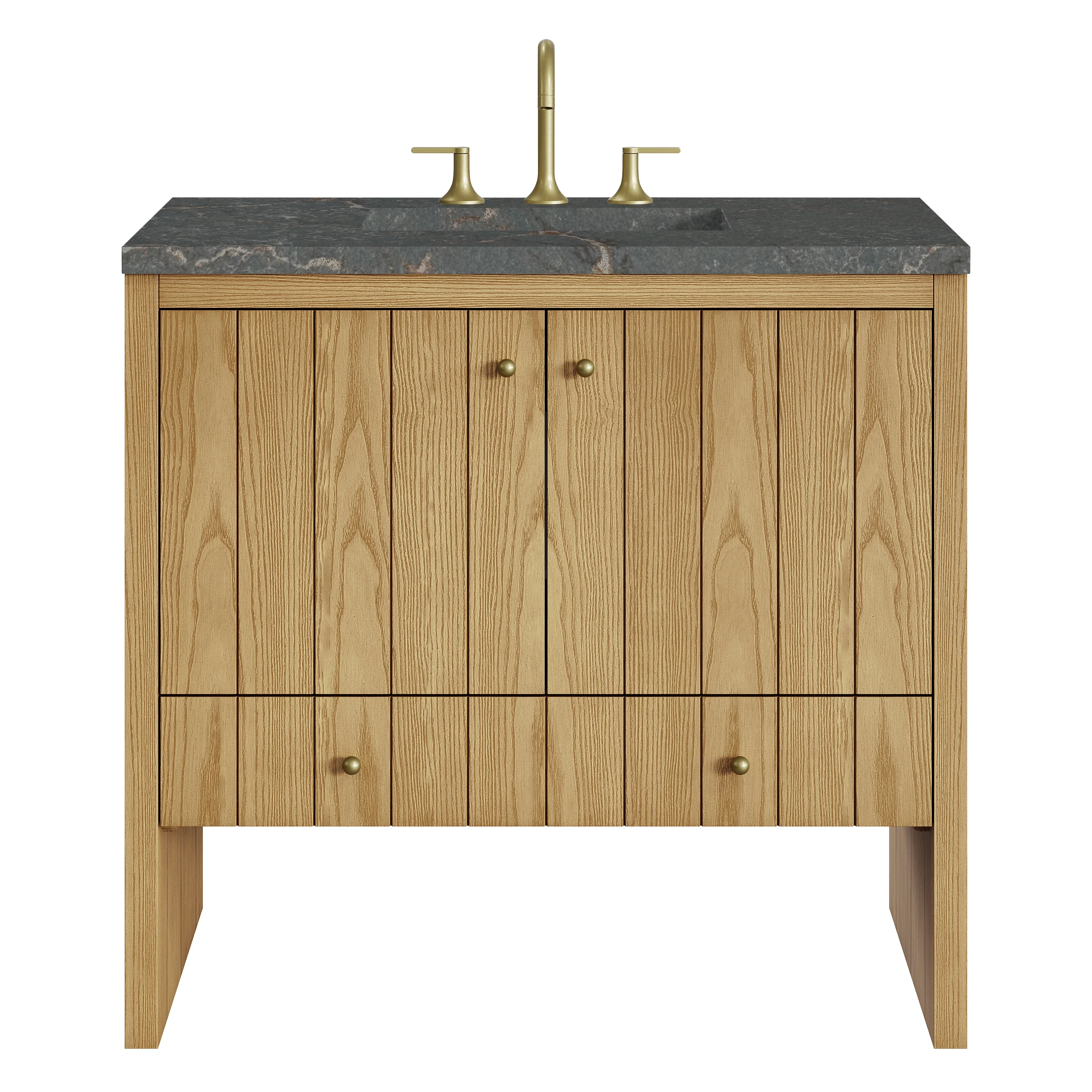 Hudson 36" Single Vanity, Light Natural Oak w/ 3 CM Parisien Bleu Top