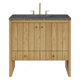 Hudson 36" Single Vanity, Light Natural Oak w/ 3 CM Parisien Bleu Top