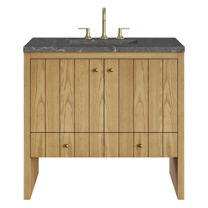Hudson 36" Single Vanity, Light Natural Oak w/ 3 CM Parisien Bleu Top