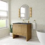 Hudson 36" Single Vanity, Light Natural Oak w/ 3 CM Parisien Bleu Top