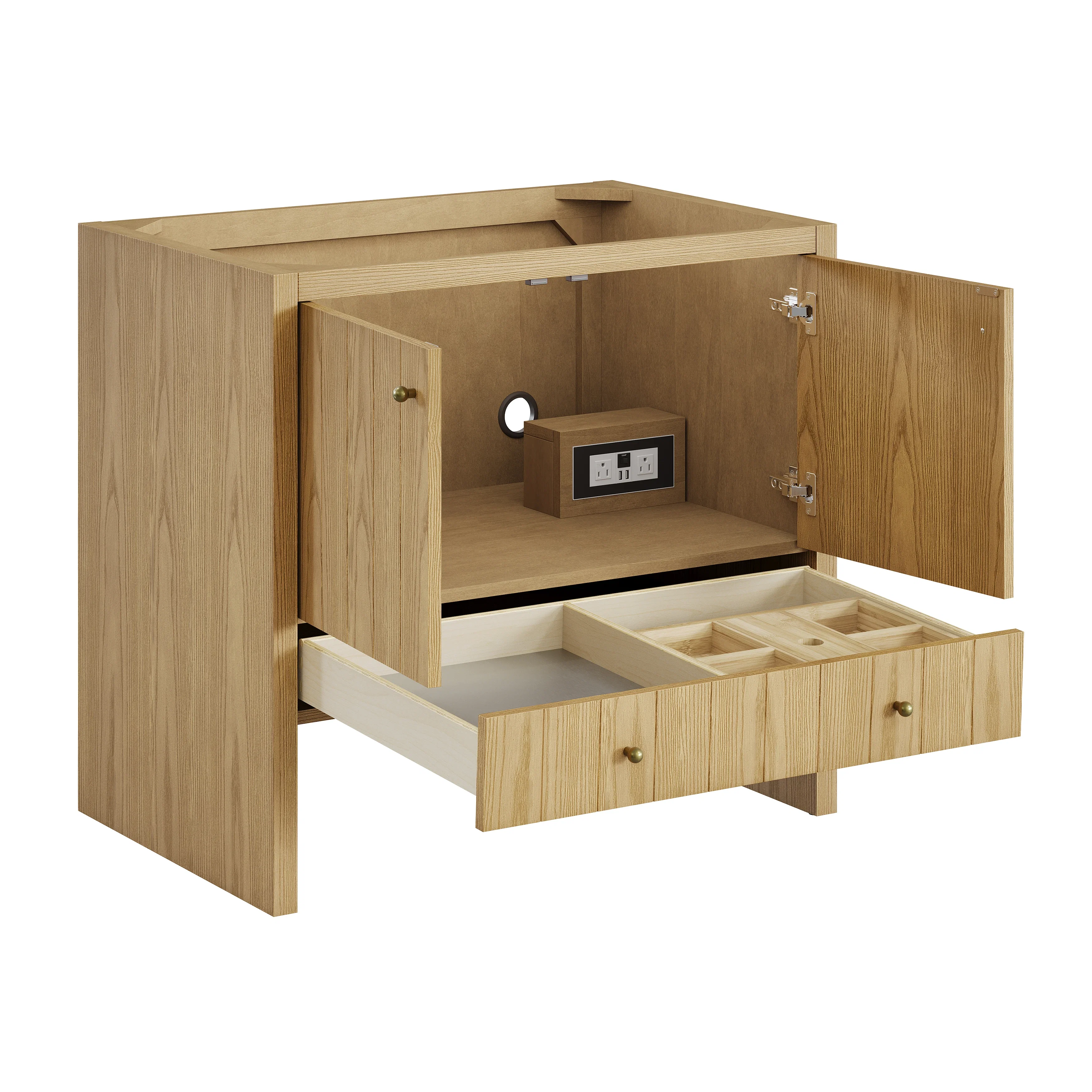 Hudson 36" Single Vanity, Light Natural Oak w/ 3 CM Parisien Bleu Top