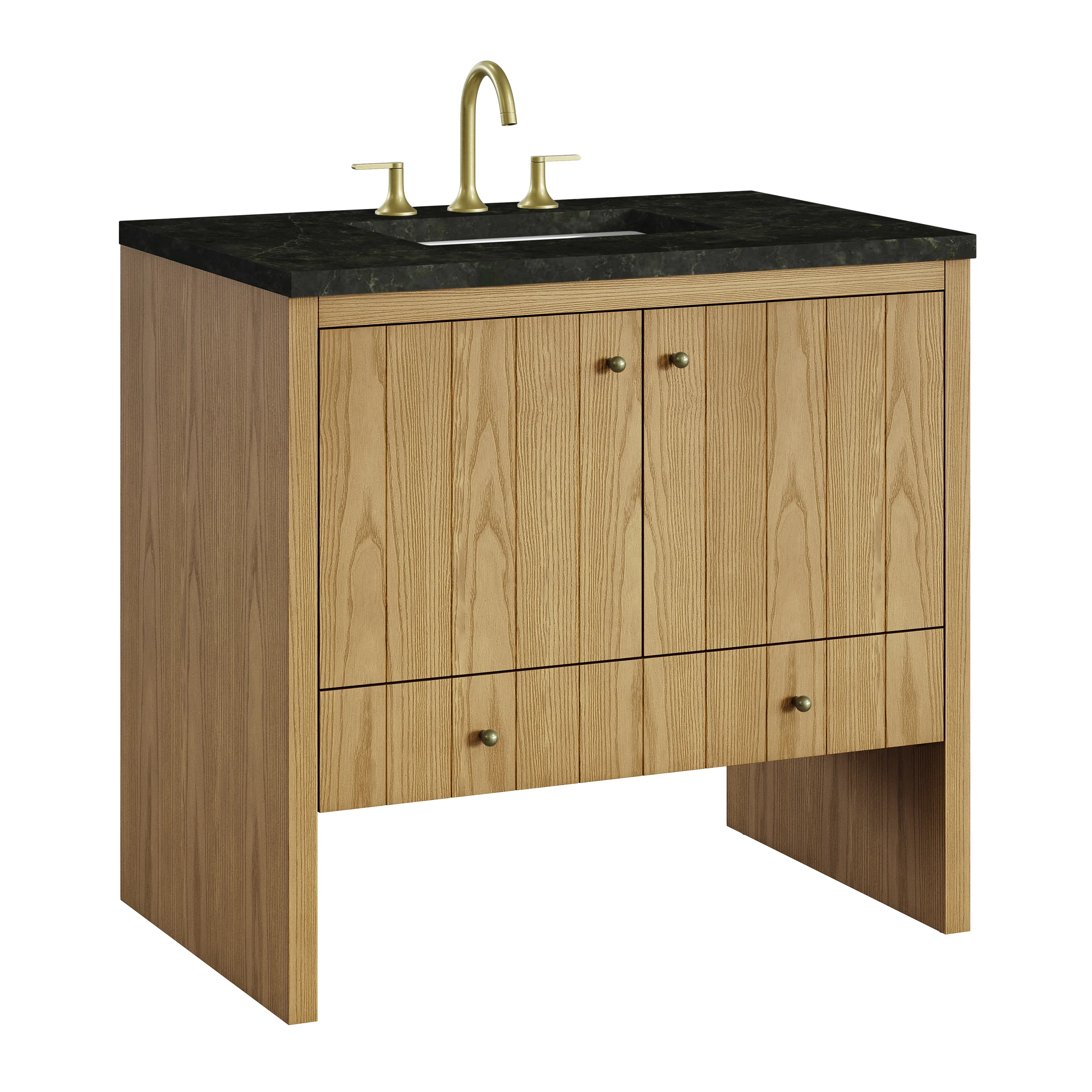 Hudson 36" Single Vanity, Light Natural Oak, w/ 3 CM Phantome Eclos Top