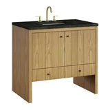 Hudson 36" Single Vanity, Light Natural Oak, w/ 3 CM Phantome Eclos Top
