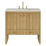 Hudson 36" Single Vanity, Light Natural Oak, w/ 3 CM Siberian Silestone Top
