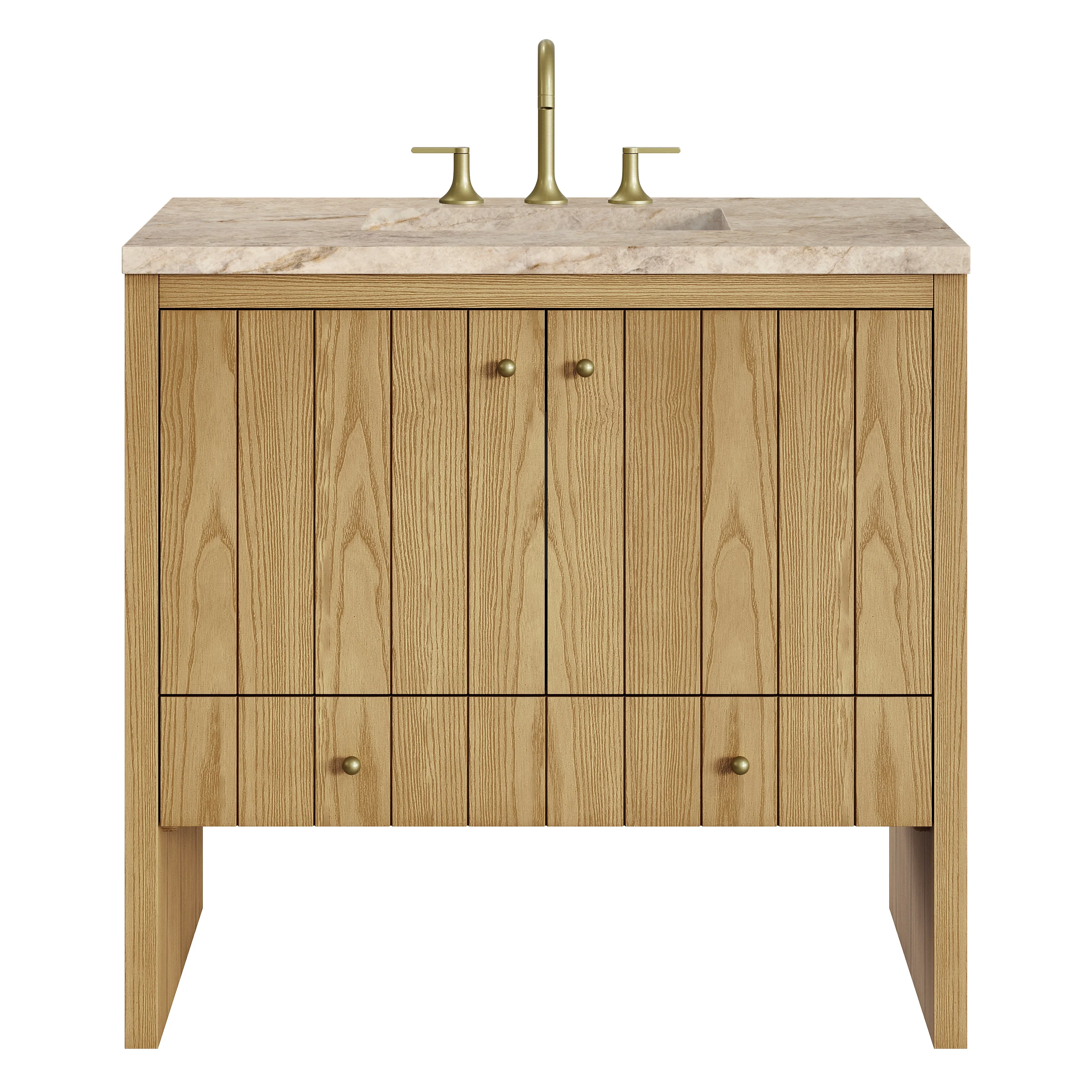 Hudson 36" Single Vanity, Light Natural Oak, w/ 3 CM Tajnar Eclos Top