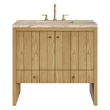 Hudson 36" Single Vanity, Light Natural Oak, w/ 3 CM Tajnar Eclos Top