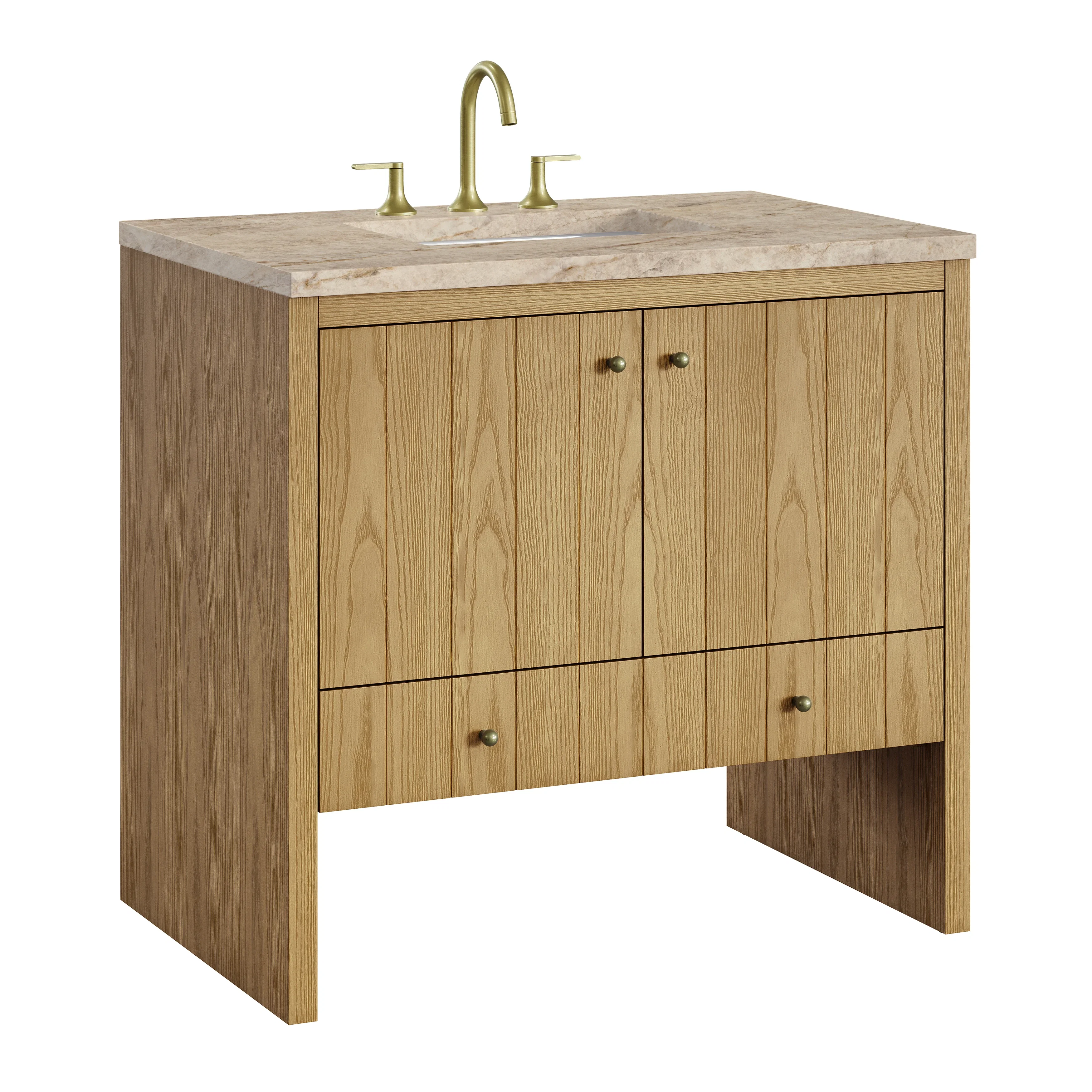 Hudson 36" Single Vanity, Light Natural Oak, w/ 3 CM Tajnar Eclos Top