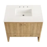 Hudson 36" Single Vanity, Light Natural Oak w/ 3 CM White Zeus Top