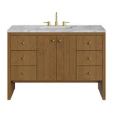Hudson 48" Single Vanity, Honey Oak w/ 3 CM Carrara Marble Top