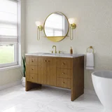 Hudson 48" Single Vanity, Honey Oak w/ 3 CM Carrara Marble Top