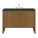 Hudson 48" Single Vanity, Honey Oak w/ 3 CM Charcoal Soapstone Silestone Top