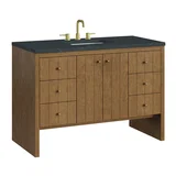 Hudson 48" Single Vanity, Honey Oak w/ 3 CM Charcoal Soapstone Silestone Top