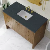 Hudson 48" Single Vanity, Honey Oak w/ 3 CM Charcoal Soapstone Silestone Top