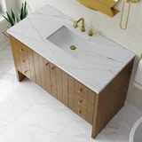 Hudson 48" Single Vanity, Honey Oak w/ 3 CM Ethereal Noctis Silestone Top