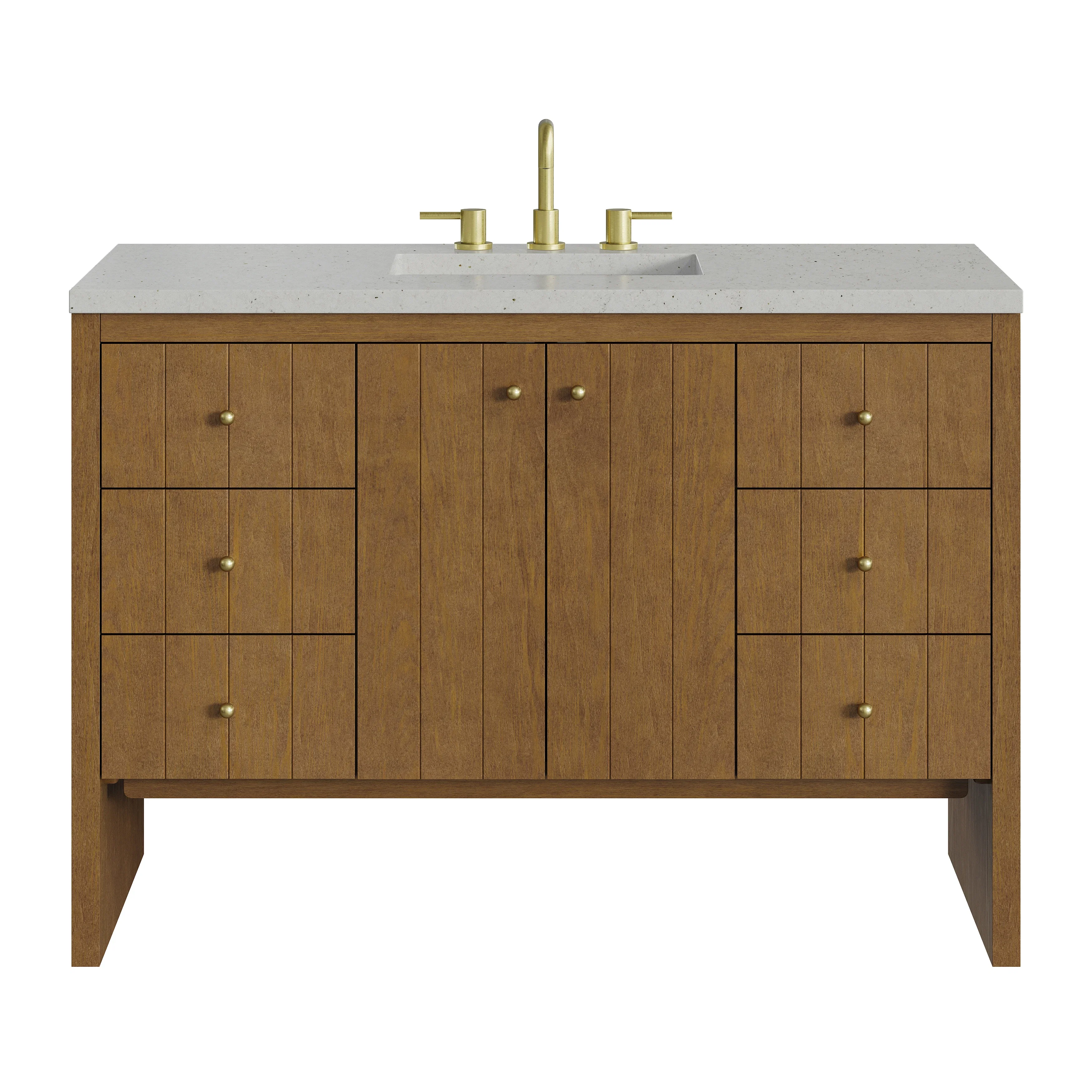 Hudson 48" Single Vanity, Honey Oak w/ 3 CM Lime Delight Silestone Top
