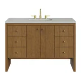 Hudson 48" Single Vanity, Honey Oak w/ 3 CM Lime Delight Silestone Top