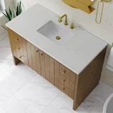 Hudson 48" Single Vanity, Honey Oak w/ 3 CM Lime Delight Silestone Top