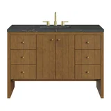 Hudson 48" Single Vanity, Honey Oak w/ 3 CM Parisien Bleu Silestone Top