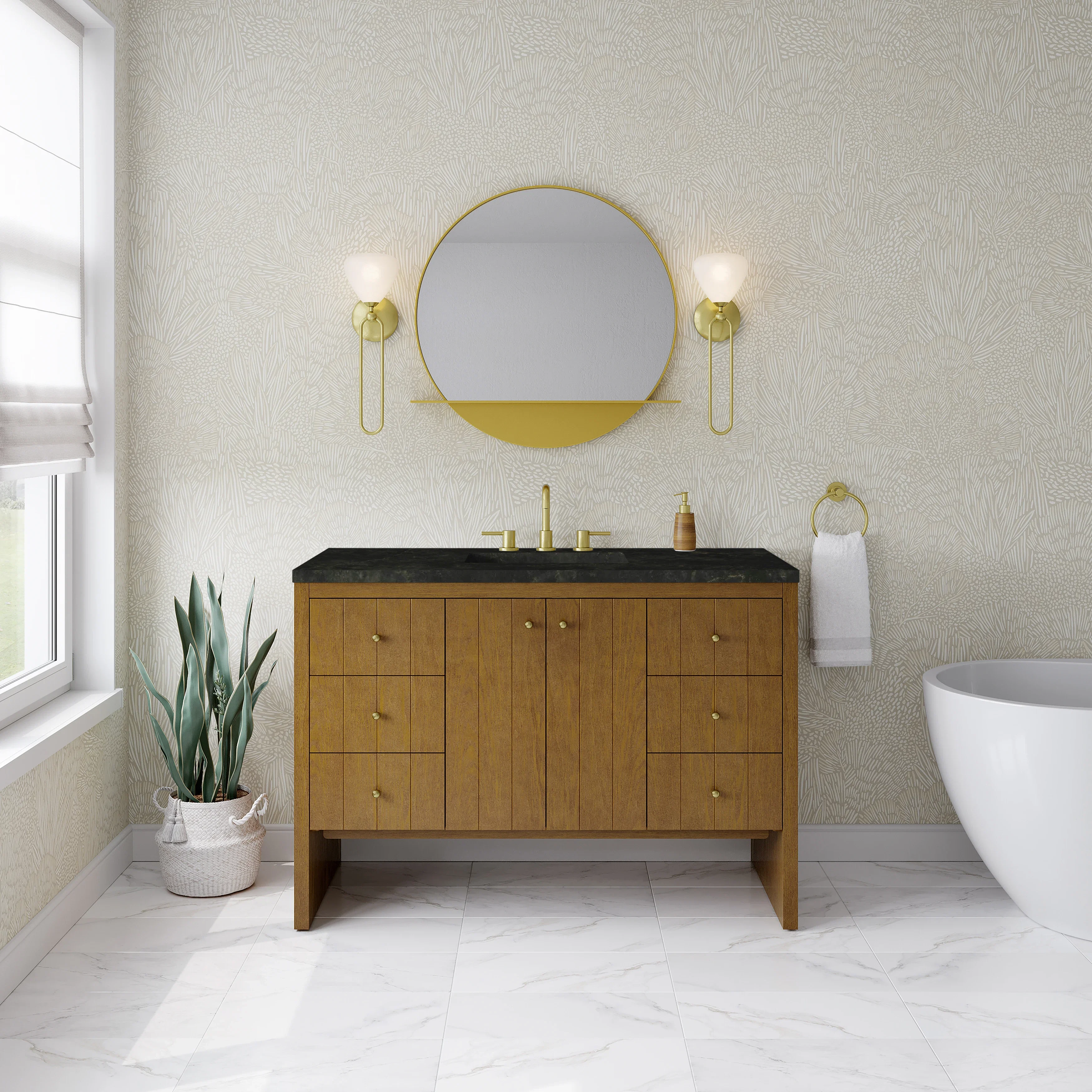 Hudson 48" Single Vanity, Honey Oak w/ 3 CM Phantome Eclos Top