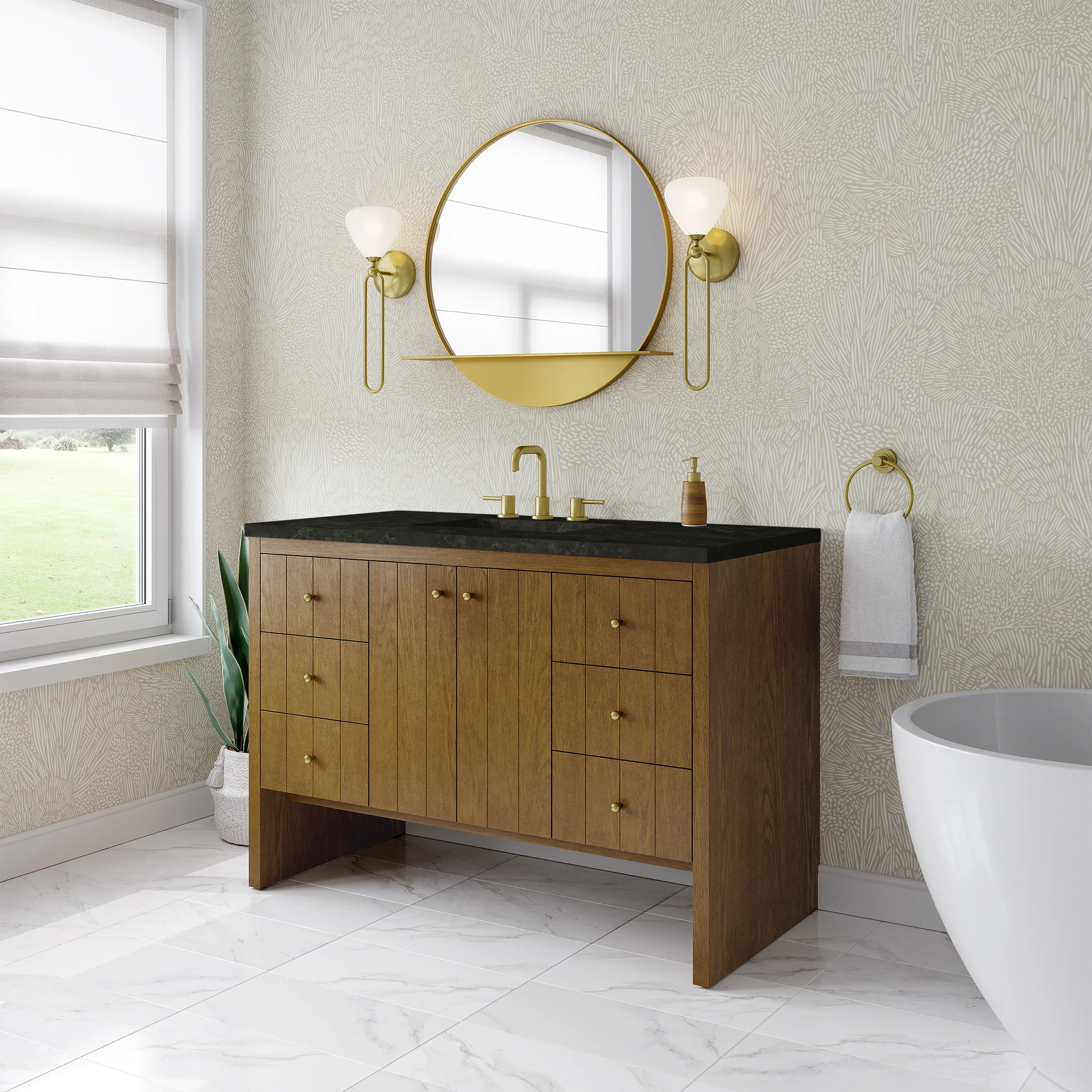 Hudson 48" Single Vanity, Honey Oak w/ 3 CM Phantome Eclos Top