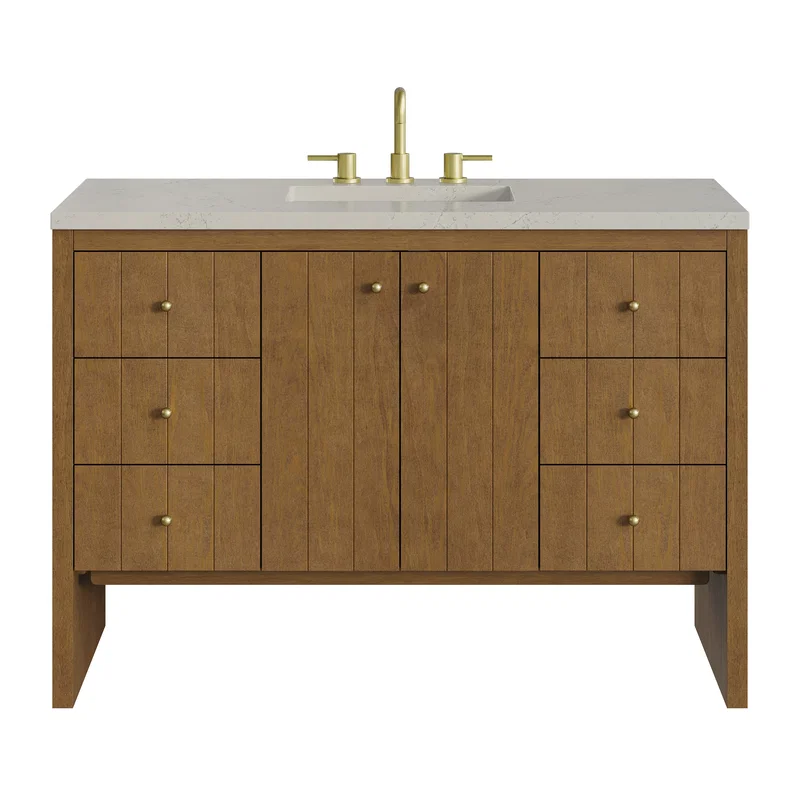 Hudson 48" Single Vanity, Honey Oak w/ 3 CM Siberian Silestone Top