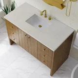 Hudson 48" Single Vanity, Honey Oak w/ 3 CM Siberian Silestone Top
