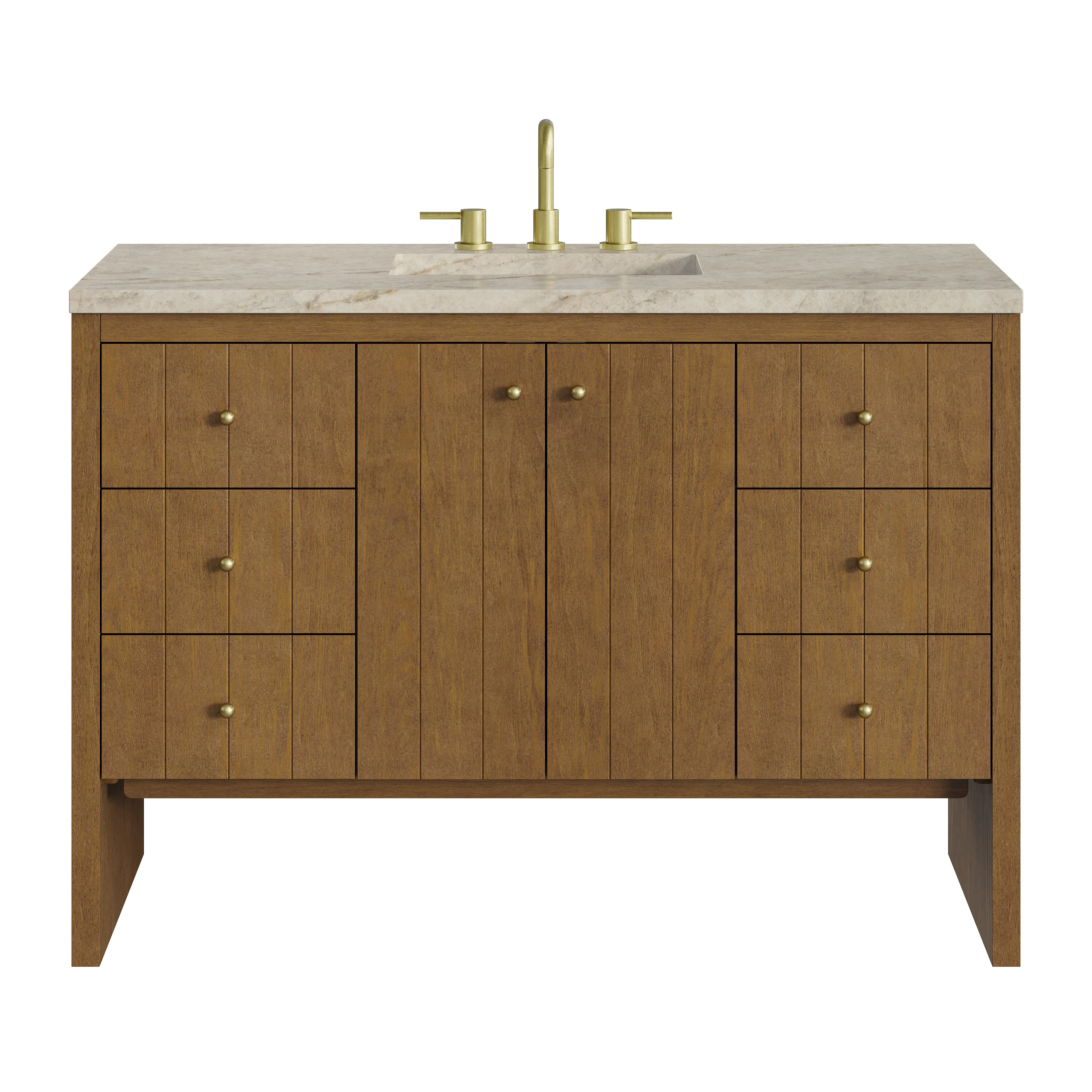 Hudson 48" Single Vanity, Honey Oak w/ 3 CM Tajnar Eclos Top